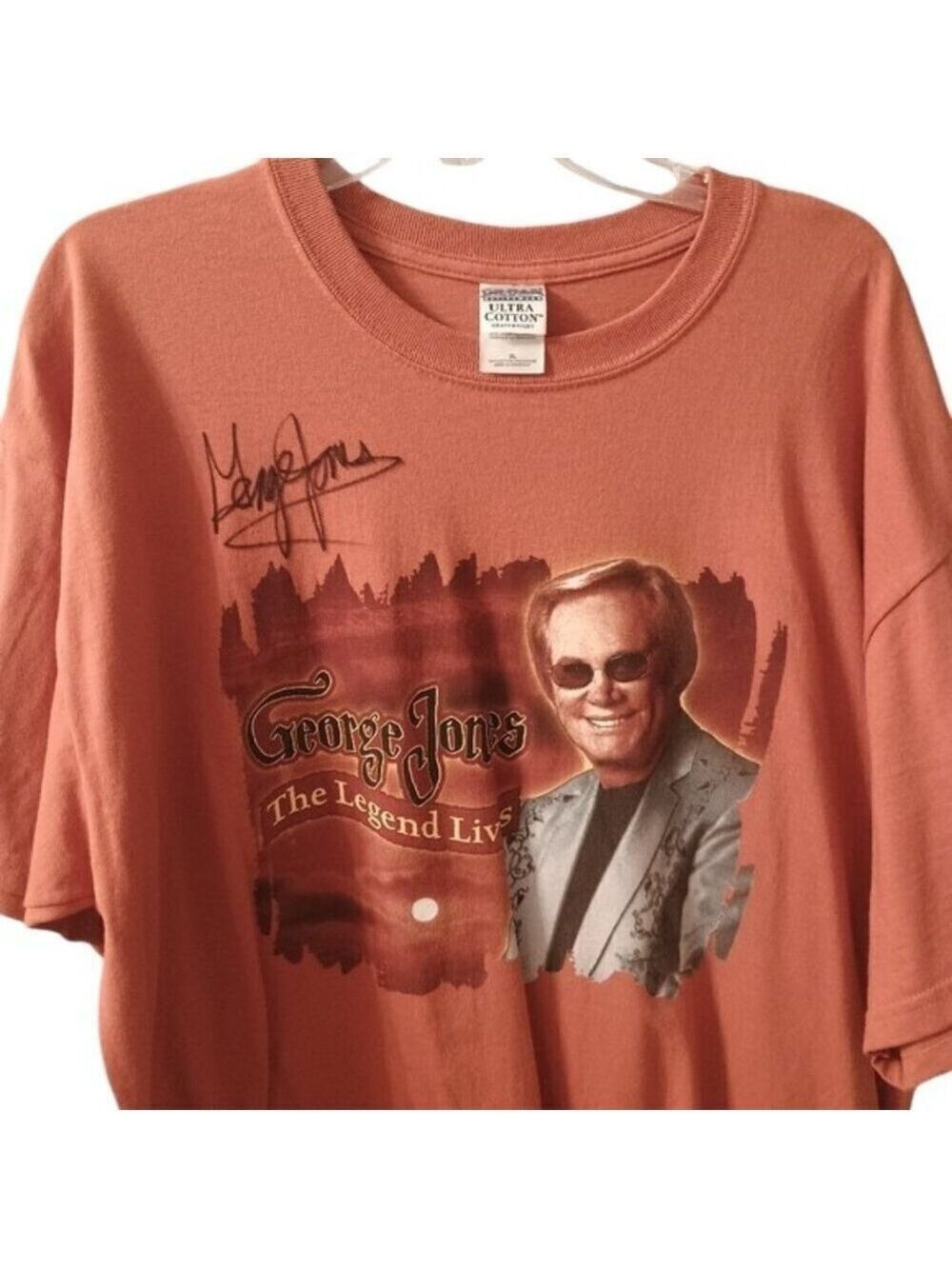 Autographed George Jones The Legend Lives Concert Tour Orange T-shirt XL - Picture 3 of 5